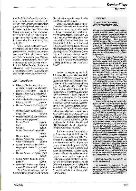 Vorschauseite 2: Optimale Ernährung schützt vor Druckgeschwüren
