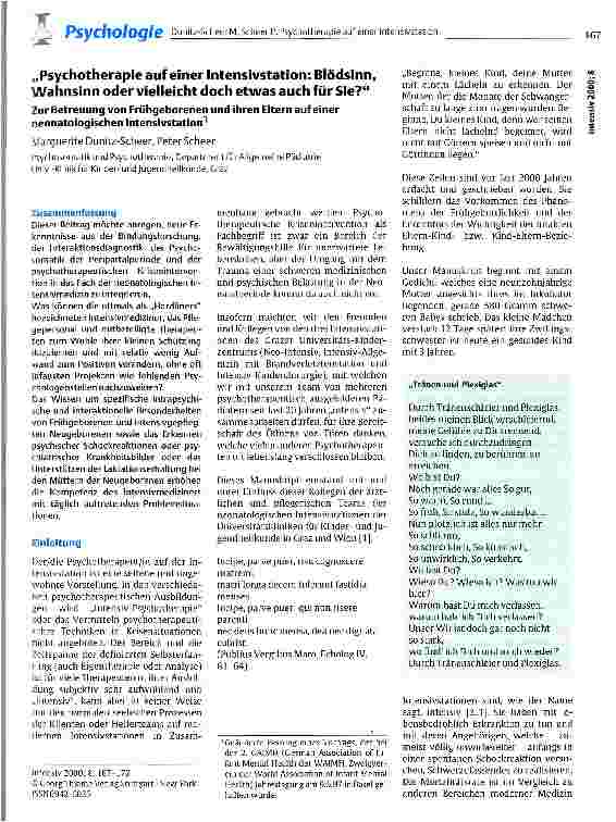 Vorschauseite 1: Psychotherapie auf einer Intensivstation: Blödsinn, Wahnsinn oder vielleicht doch etwas für Sie?
