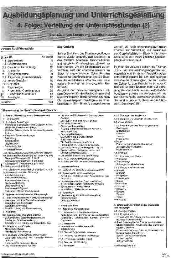 Vorschauseite 1: Ausbildungsplanung und Unterrichtsgestaltung 4. Folge: Verteilung der Unterrichtsstunden (2)