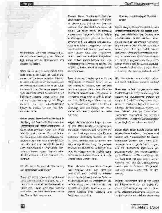Vorschauseite 2: Ambulante Pflege:Qualität muß spürbar, sichtbar, greifbar sein!Ein Expertengespräch