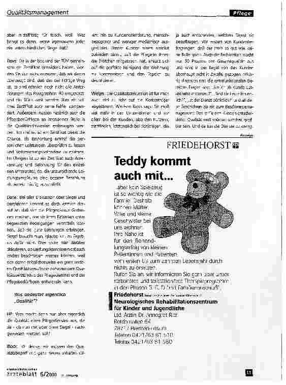 Vorschauseite 3: Ambulante Pflege:Qualität muß spürbar, sichtbar, greifbar sein!Ein Expertengespräch