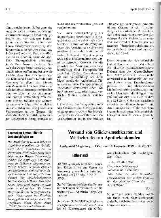 Vorschauseite 5: Keine unzulässige Rabattgewährung bei Ersatzlieferung in Fällen des Therapieversagens