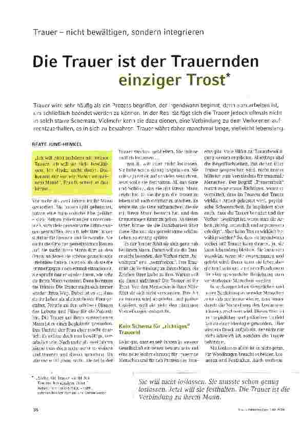 Vorschauseite 1: Die Trauer ist der Trauernden einziger Trost