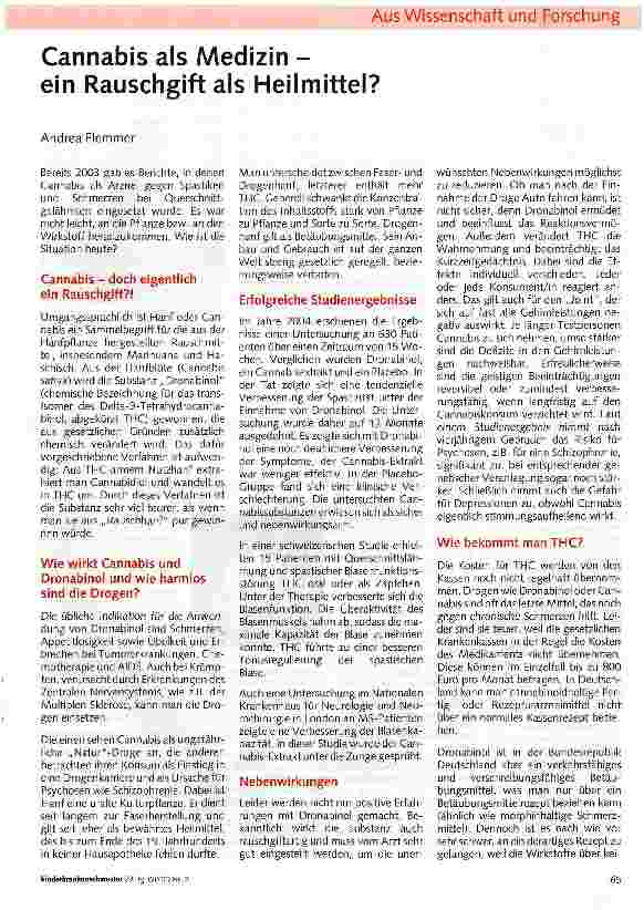 Vorschauseite 1: Cannabis als Medizin - ein Rauschgiftals Heilmittel?
