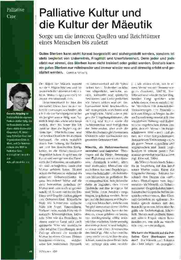 Vorschauseite 1: Palliative Kultur und die Kultur der Mäeutik