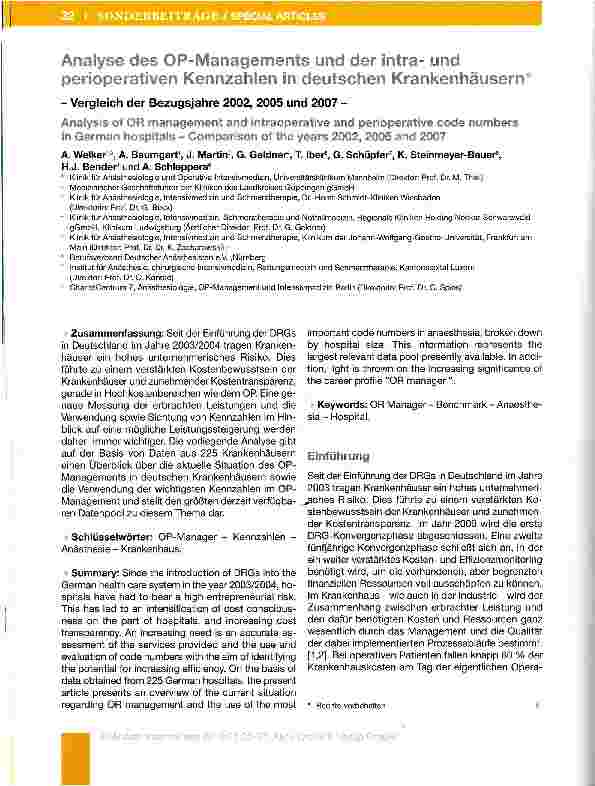 Vorschauseite 1: Analyse des OP-Managements und der intra perioperativen Kennzahlen in deutschen
