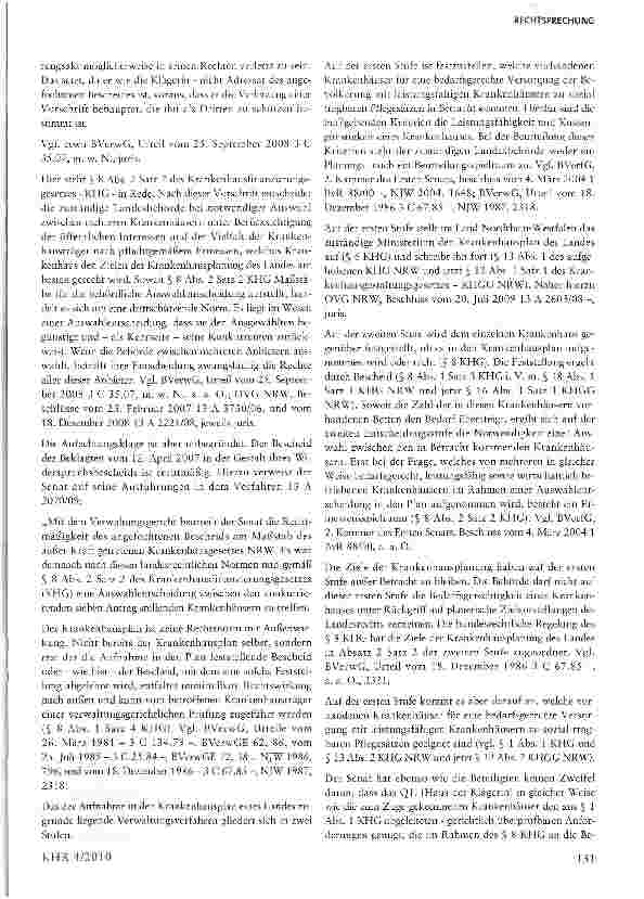 Vorschauseite 3: Krankenhausplanungsrecht§ 8 Abs. i S. 3 KHG i.V.m. § 18 Abs. l S. i KHG NRW (jetzt § 16 Abs. i S. i KHGG NRW)