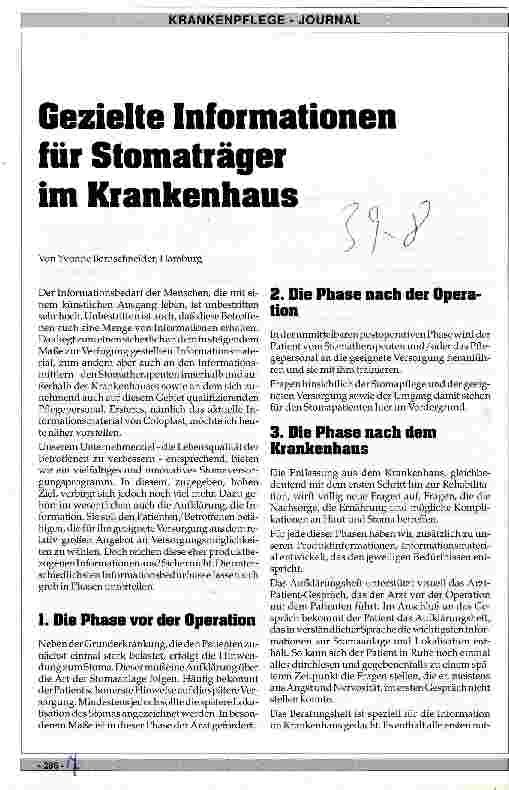 Vorschauseite 1: Gezielte Informationen für Stomaträger im Krankenhaus