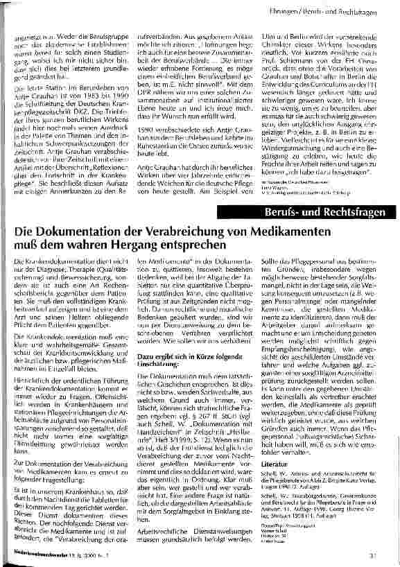 Vorschauseite 2: Verleihung des Deutschen Pflegepreises 1999 durch den Deutschen Pflegerat an Frau Antje Grauhan