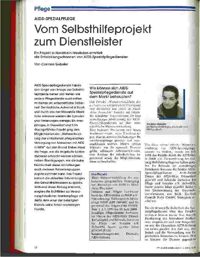 Vorschauseite 1: Vom Selbsthilfeprojekt zum Dienstleister