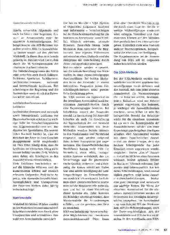 Vorschauseite 2: Matrixmodelle - ein neuartiger Ansatz zur Auswahl von Arzneimitteln