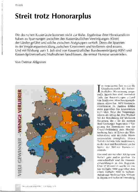 Vorschauseite 1: Streit trotz Honorarplus