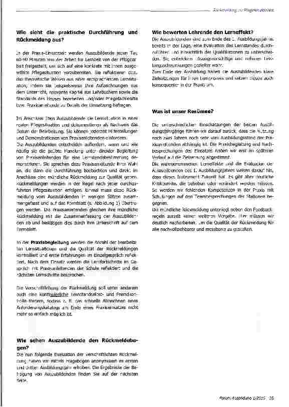 Vorschauseite 2: Rückmeldebogen zur Durchführung von Pflegesituationen - Erfahrungen aus der Praxis