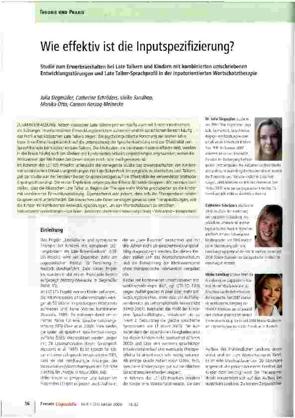 Vorschauseite 1: Wie effektiv ist die Inputspezifizierung?