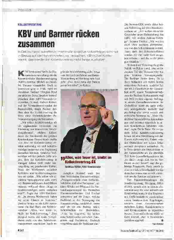 Vorschauseite 1: KBV und Barmer rücken zusammen