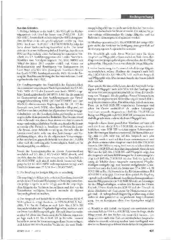 Vorschauseite 4: Leistungen für Beiträge zur Alterssicherung der Pflegeperson; Prognose über zu erwartende Alterssicherung; Berücksichtigung der Alterssicherung des Ehegatten; kein Anspruchsüberga…