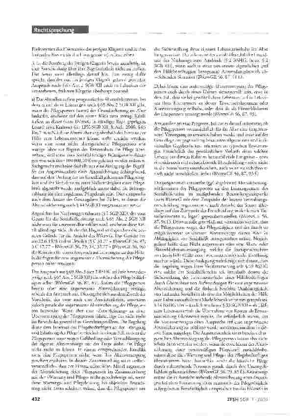Vorschauseite 5: Leistungen für Beiträge zur Alterssicherung der Pflegeperson; Prognose über zu erwartende Alterssicherung; Berücksichtigung der Alterssicherung des Ehegatten; kein Anspruchsüberga…