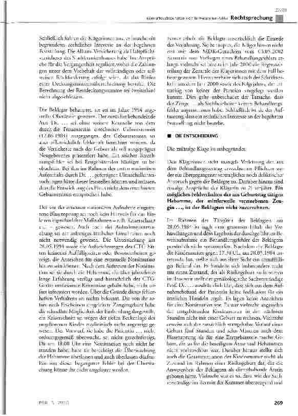 Vorschauseite 4: Krankenhausärzte haften nicht für Hebammen-Fehler