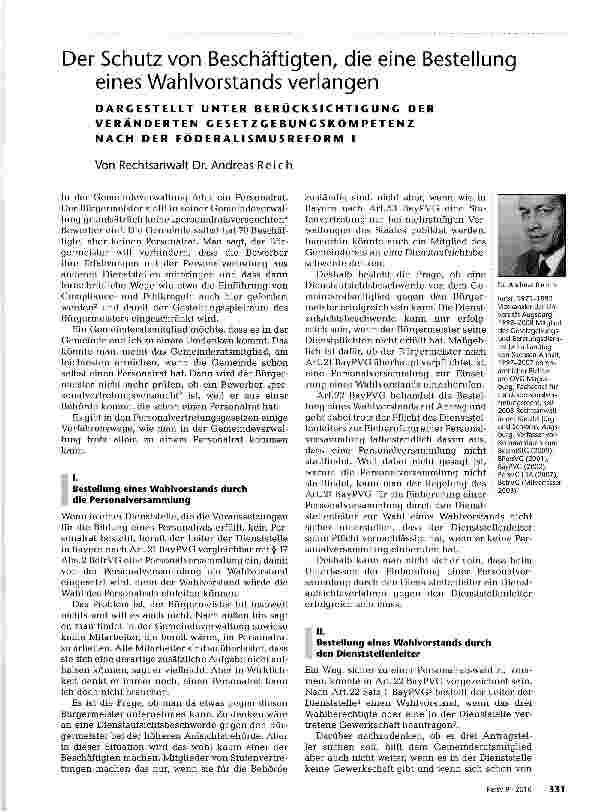 Vorschauseite 1: Der Schutz von Beschäftigten, die eine Bestellung eines Wahlvorstands verlangen