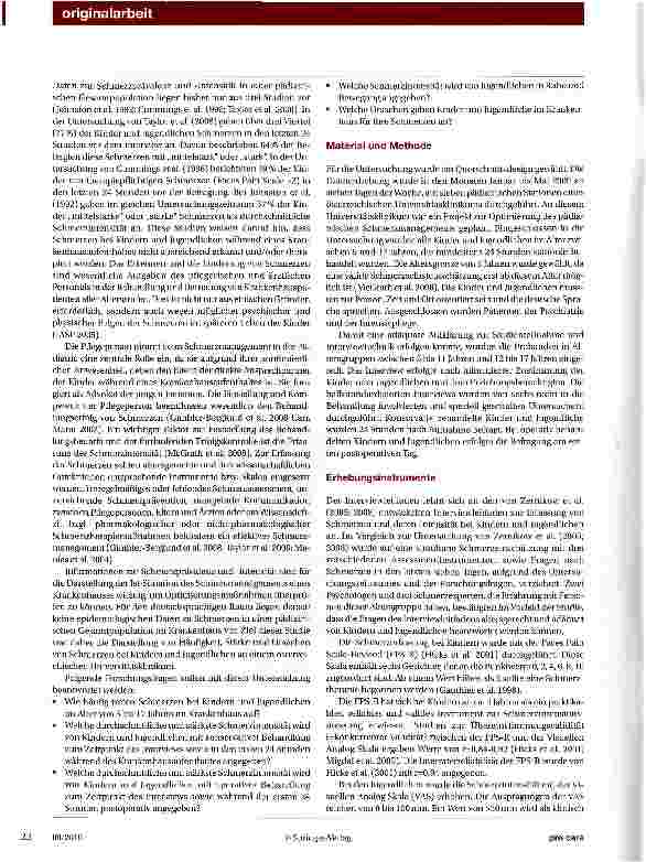 Vorschauseite 2: Schmerzprävalenz und Schmerzintensität bei Kindern und Jugendlichen in einem österreichischen Krankenhaus