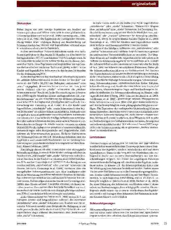 Vorschauseite 5: Schmerzprävalenz und Schmerzintensität bei Kindern und Jugendlichen in einem österreichischen Krankenhaus