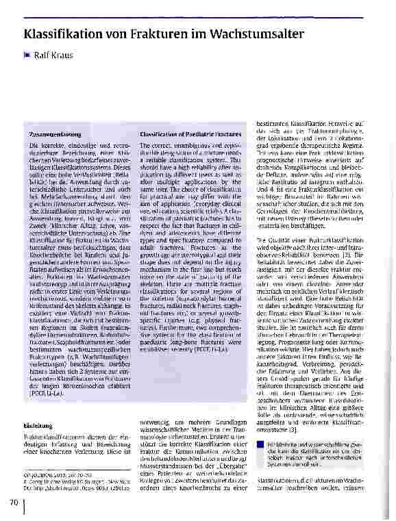 Vorschauseite 1: Klassifikation von Frakturen im Wachstumsalter