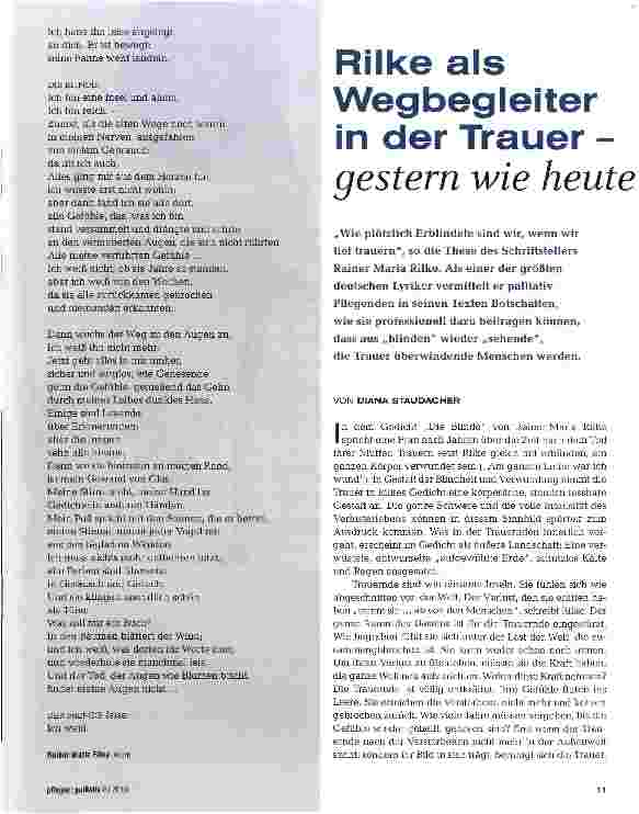 Vorschauseite 1: Rilke als Wegbegleiter in der Trauer - gestern wie heute