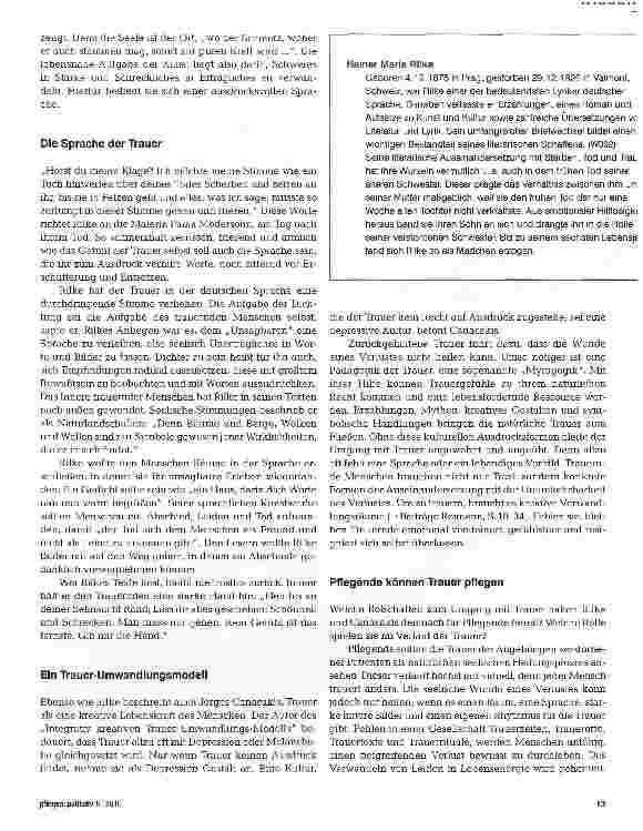 Vorschauseite 3: Rilke als Wegbegleiter in der Trauer - gestern wie heute