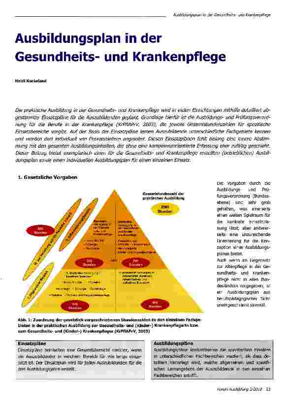 Vorschauseite 1: Ausbildungsplan in der Gesundheitsund Krankenpflege