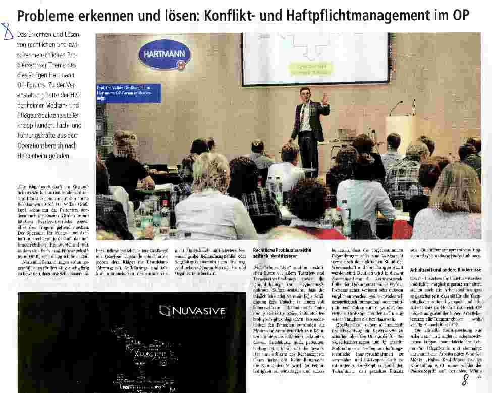 Vorschauseite 1: Probleme erkennen und lösen: Konfliktund Haftpflichtmanagement im OP