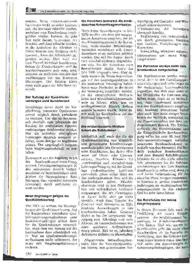 Vorschauseite 3: Die Krankenhäuser unter dem Zwang zur Anpassung Die Gesundheitsreform in der Umsetzung: Auswirkungen für die Krankenhäuser und Ausblick auf die neue BPflV