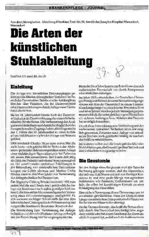Vorschauseite 1: Die Arten der künstlichen Stuhlableitung