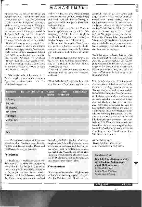 Vorschauseite 2: Zeit: Hoher Wert - knappes Gut Zeitmanagement ist eine Schlüsselqualifikation für Führungskräfte / 1. Teil