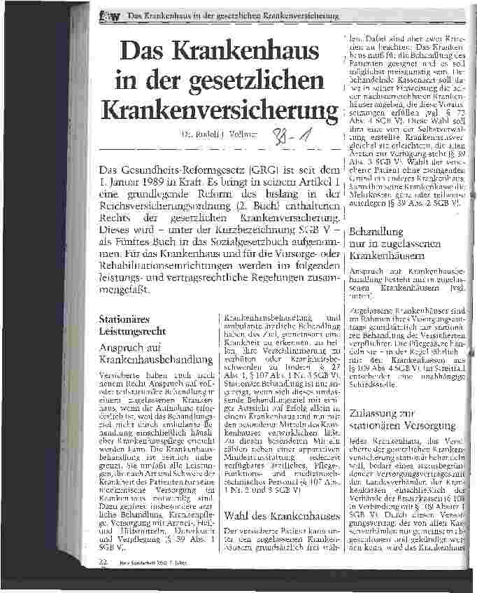 Vorschauseite 1: Das Krankenhaus in der gesetzlichen Krankenversicherung