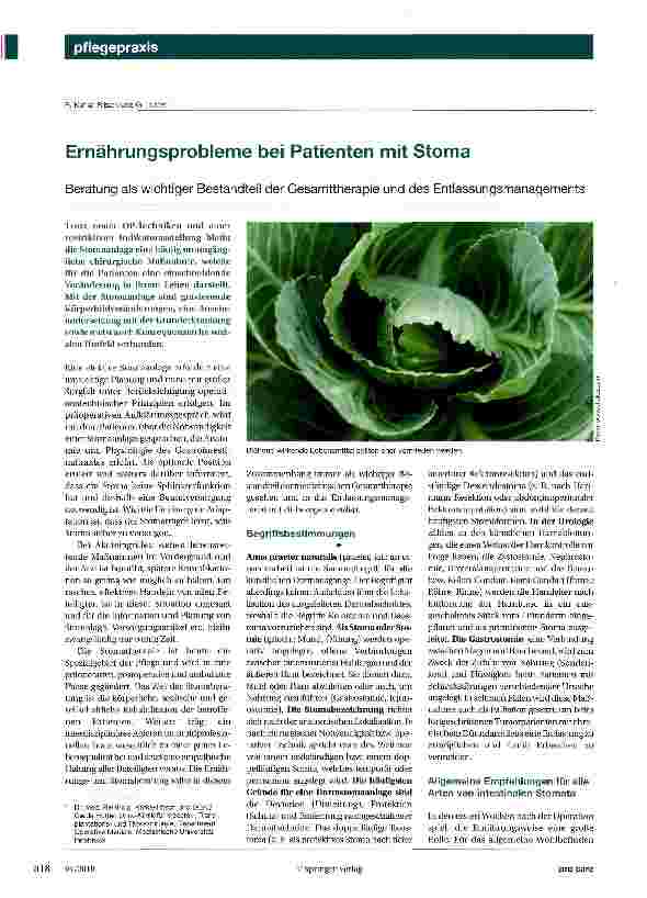 Vorschauseite 1: Ernährungsprobleme bei Patienten mit Stoma