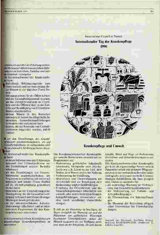 Vorschauseite 2: Krankenpflege und Umwelt 12. Mai 1990 - Internationaler Tag der Krankenpflege