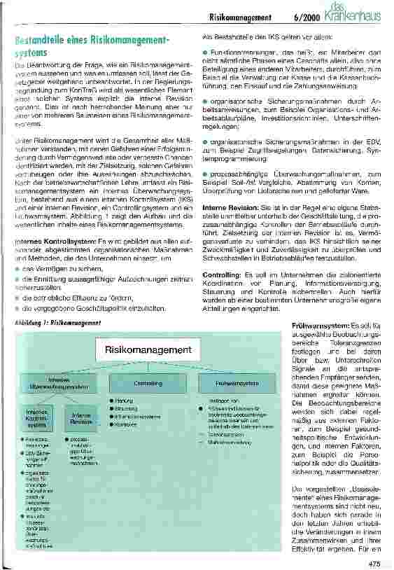 Vorschauseite 2: Zur Einrichtung eines Risikomanagementsystems im Krankenhaus