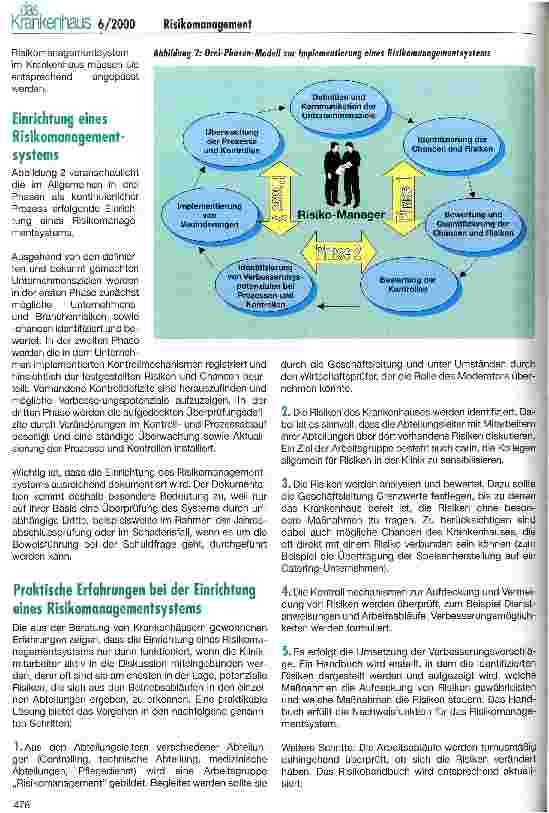 Vorschauseite 3: Zur Einrichtung eines Risikomanagementsystems im Krankenhaus