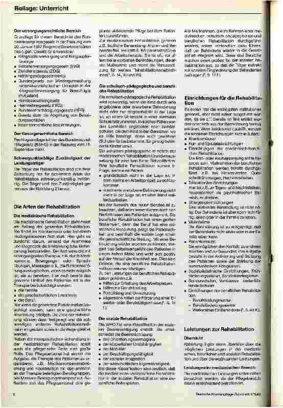 Vorschauseite 5: Rehabilitation in der Krankenpflege Überlegungen zur Unterrichtsplanung und zum Unterricht