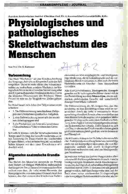 Vorschauseite 1: Physiologisches und pathologisches Skelettwachstum des Menschen