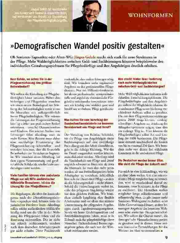 Vorschauseite 1: »Demografischen Wandel positiv gestalten«