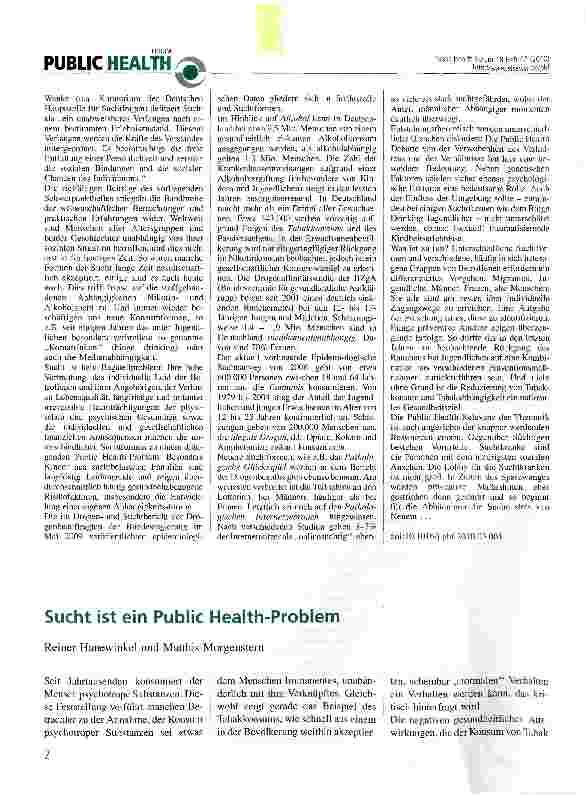 Vorschauseite 1: Sucht ist ein Public Health-Problem