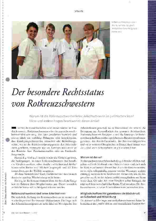 Vorschauseite 1: Der besondere Rechtsstatus von Rotkreuzschwestern