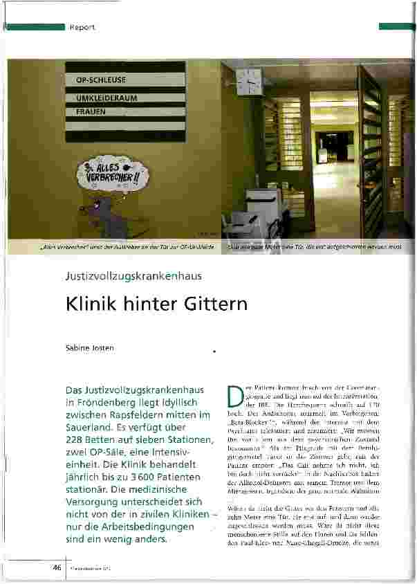Vorschauseite 1: Klinik hinter Gittern