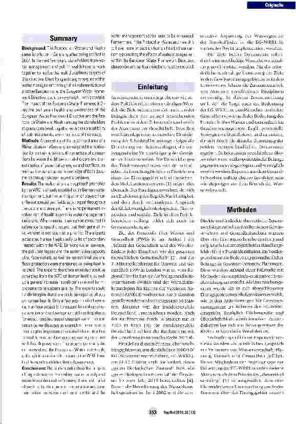 Vorschauseite 2: Die Berücksichtigung von Aspekten des Gesundheitsschutzes und der Gesundheitsförderung im modernen Gewässermanagement