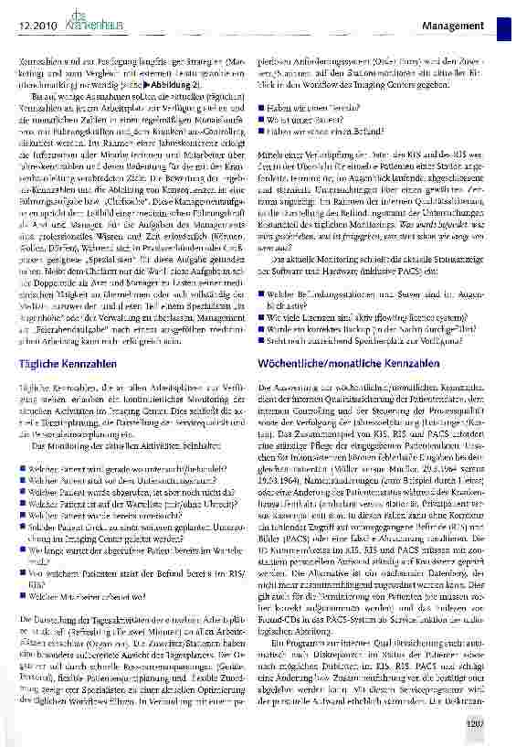 Vorschauseite 3: Kennzahlen zur Steuerung und Optimierung radiologischer Abteilun gen und Praxen (Imaging Center)