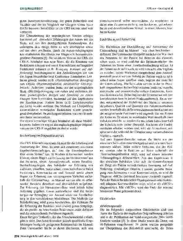 Vorschauseite 3: Diagnostik von Bewusstseinsstörungen anhand der deutschsprachigen Coma RecoveryScale-Revised (CRS-R)
