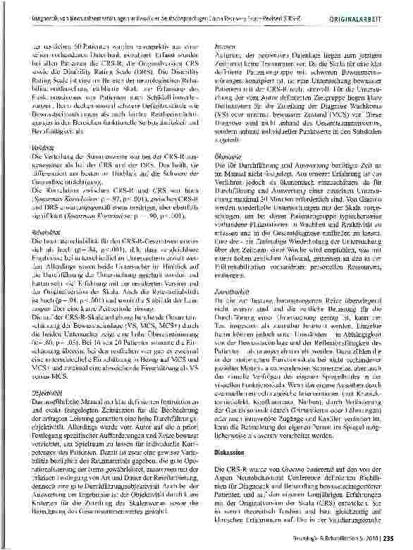 Vorschauseite 4: Diagnostik von Bewusstseinsstörungen anhand der deutschsprachigen Coma RecoveryScale-Revised (CRS-R)