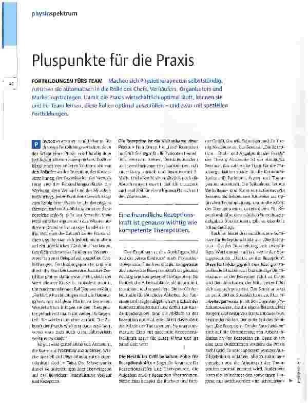 Vorschauseite 1: Pluspunkte für die Praxis
