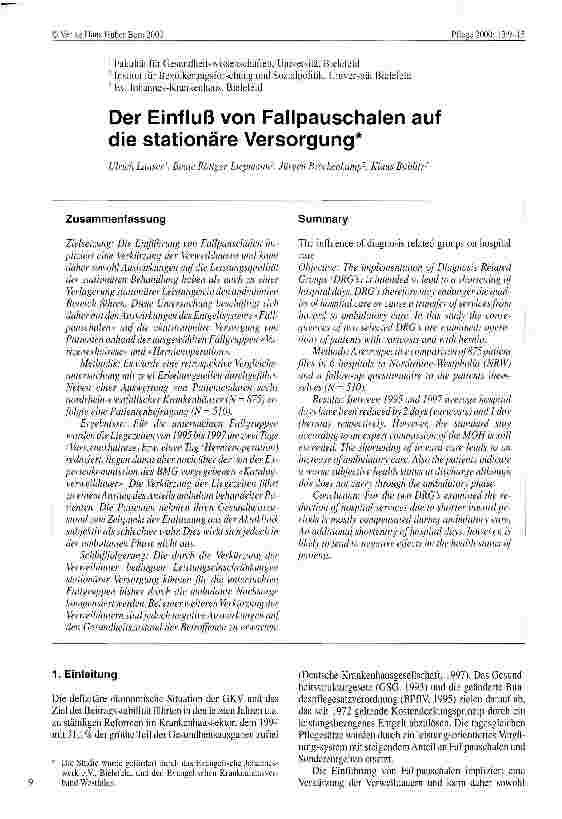 Vorschauseite 1: Der Einfluss von Fallpauschalen auf die stationäre Versorgung